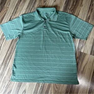 PAG Tour Polo Shirt Men's Size XL Golf Sport Green/Lime Green with Stripes